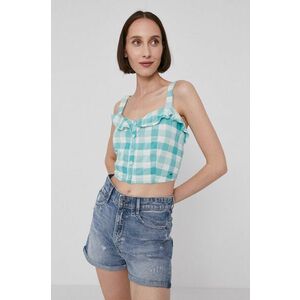 Pepe Jeans felső VALENTINA türkiz, női, kockás kép