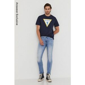 Guess t-shirt sötétkék, férfi, nyomott mintás kép