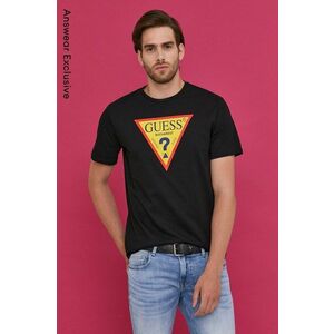 Guess t-shirt fekete, férfi, nyomott mintás kép