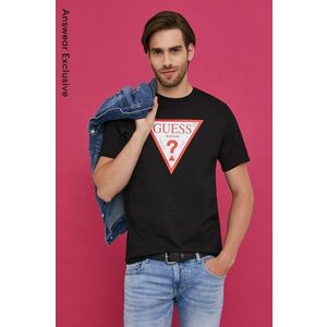 Guess t-shirt fekete, férfi, nyomott mintás kép