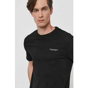 Armani Exchange pamut póló fekete, nyomott mintás kép