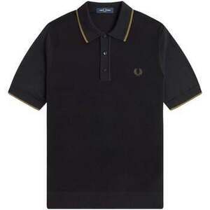 Rövid ujjú galléros pólók Fred Perry Pique Stitch Knitted Polo Shirt Black kép