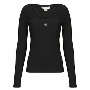 Hosszú ujjú pólók Calvin Klein Jeans LS WOVEN LABEL 2X2 RIB SCOOP NEC kép