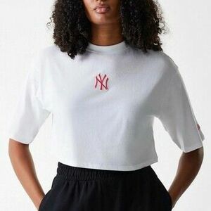 Rövid ujjú pólók New-Era Wmns Le Midi Crop Tee Neyyan Whi kép