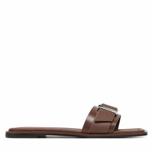 Papucs Calvin Klein Flat Slide W/Buckle - Lth HW0HW02490 Barna kép