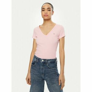 Tommy Jeans Póló Essential DW0DW17385 Rózsaszín Slim Fit kép