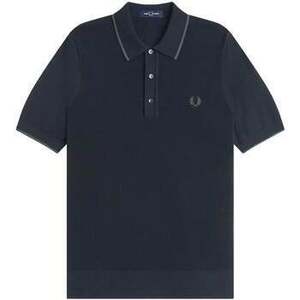 Rövid ujjú galléros pólók Fred Perry Pique Stitch Knitted Polo Shirt Navy kép