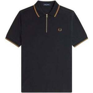 Rövid ujjú galléros pólók Fred Perry Crepe Pique Zip Neck Polo Shirt Black kép