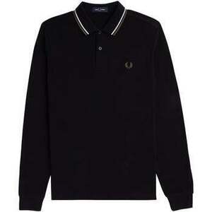 Hosszú ujjú galléros pólók Fred Perry Long Sleeve Twin Tipped Polo Shirt Black/Ecru/Green kép