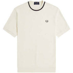 Rövid ujjú pólók Fred Perry Crew Neck Pique T-Shirt Ecru kép