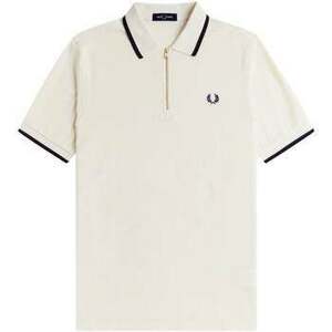 Rövid ujjú galléros pólók Fred Perry Crepe Pique Zip Neck Polo Shirt Ecru kép