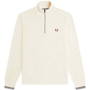 Pulóverek Fred Perry Waffle Stitch Half Zip Jumper Sweat Ecru kép