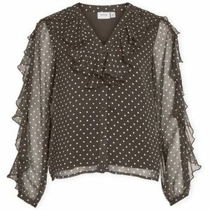 Blúzok Vila Top Harley - Chocolate Brown/White kép