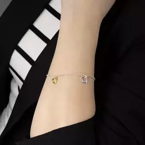 Karlánc 925 ezüstből - három színes szív medál kép