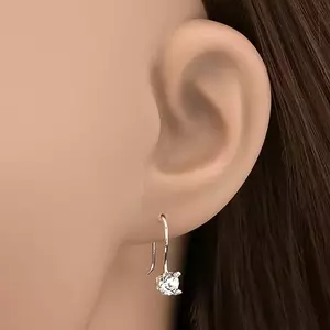 Akasztós 925 ezüst fülbevaló - kör alakú tiszta cirkonkő, 5 mm kép