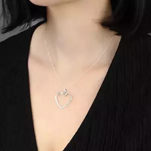 Nyaklánc készlet 925 ezüstből - vékony lánc és szívkörvonal kép