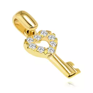 14K arany medál - kulcs cirkónia köves szívfejecskével kép