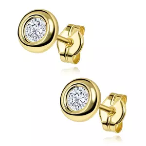 14K arany fülbevaló kerek cirkóniával kép