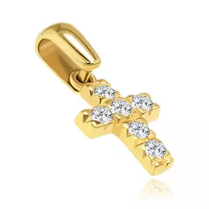 Medál aranyból - kereszt négyzetekkel ás csillogó cirkóniákkal kép