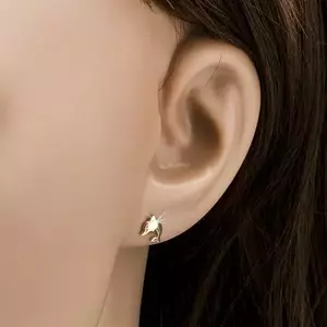14K arany fülbevaló fényes hajlított delfin testtel kép