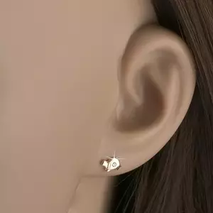 Arany fülbevaló 14K sárga arany teknősök átlátszó cirkóniával kép