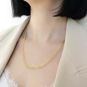 14K sárga arany nyaklánc - szélesebb szemek apró mélyedésekkel díszítve, 500 mm kép