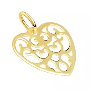 Medál 14K sárga aranyból - szabályos kivágott szív, minta kép