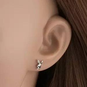 14K arany fülbevaló fényes nyuszi sima felülettel kép