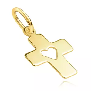 585 arany medál - lapos latin kereszt, ferde szárak, szíves bevágás kép