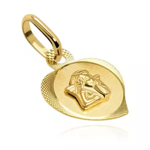Medál 14K aranyból - gravírozott szív körvonal kiemelkedő angyallal kép