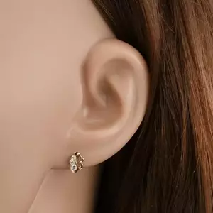 9K arany fülbevaló levél cirkóniákkal kép