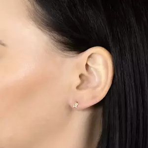 Fülbevaló 9K sárga aranyból - fényes csillagkörvonal, átlátszó cirkónia kép