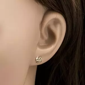 Arany fülbevaló 9K faragott masnival kép