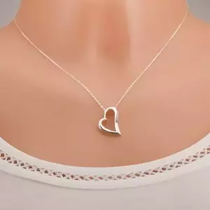 925 ezüst nyakék, állítható, lánc és asszimetrikus szív körvonal kép