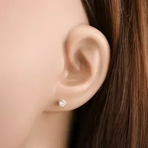 9K arany stekkeres fülbevaló cirkóniával, fogakkal rögzítve kép