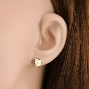 9K arany szív alakú fülbevaló cirkóniával kép