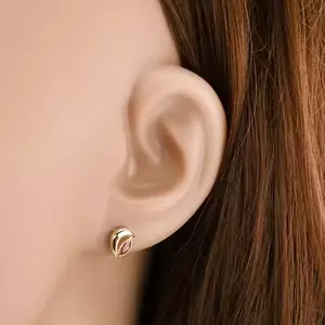 9K arany félhold fülbevaló természetes rubinnal kép