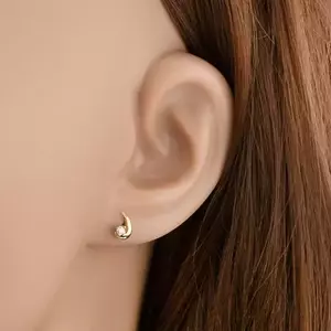 9K arany félhold fülbevaló átlátszó cirkóniával kép