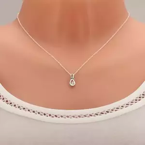 925 ezüst nyakék, hurok alakú medál, kerek, átlátszó cirkóniával kép