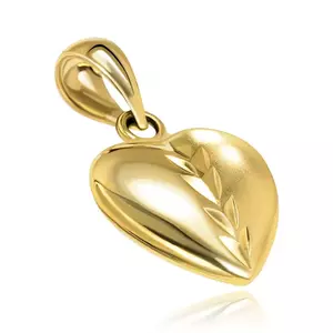 375 arany medál, kidomborodó szabályos szív, fényes és matt rész, vésetek kép