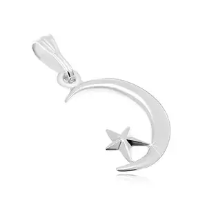 925 ezüst medál, fényes félhold csillaggal kép