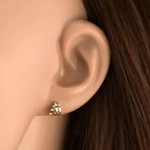 9K arany fülbevaló három ívvel, kéttónusú kivitelben kép