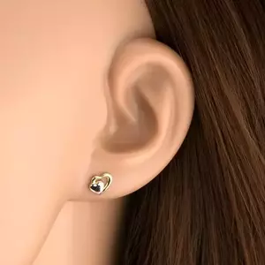 Fülbevaló 9K aranyból – kéttónusú szimmetrikus szívek kép