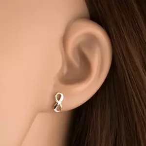 Kéttónusú 9K arany fülbevaló végtelen szimbólummal kép