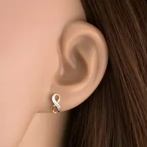 9K arany végtelenség szimbólumú fülbevaló kéttónusú kivitelben kép