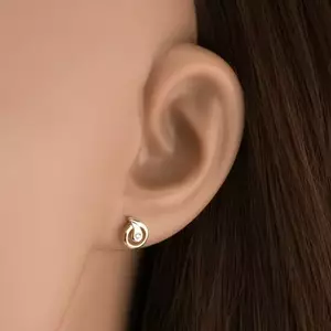 9K arany csepp fülbevaló átlátszó cirkóniával, kéttónusú kivitelben kép