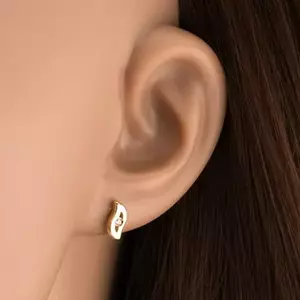 9K arany fülbevaló hullámos szemcsés átlátszó cirkóniával kép