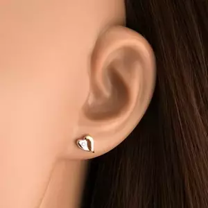 9K arany fülbevaló - kéttónusú szív cirkóniával kép