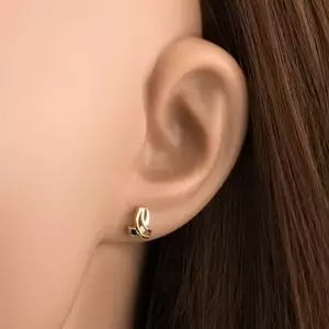 9K arany fülbevaló kéttónusú vonalvezetés cirkóniával kép