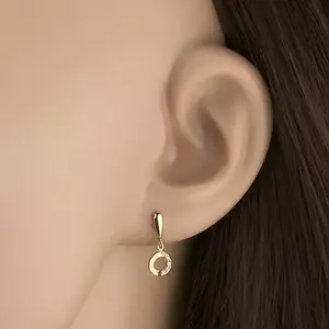 9K arany fülbevaló könnycsepp lógó karikával és cirkóniákkal kép